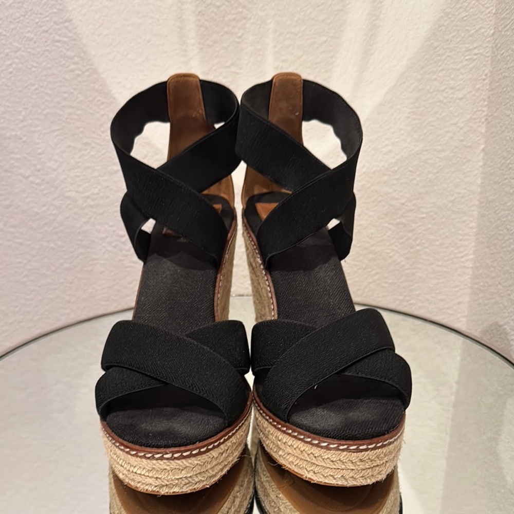 Black Espadrille Wedge Sandals